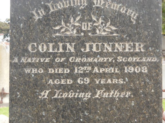 Photo of headstones/Colin Junner d1908 hdstn Footscray
